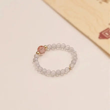 Load image into Gallery viewer, Buddha Padmasana Gray Moonstone and Strawberry Quartz Ring Buddha padmasana