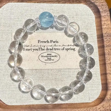 Charger l&#39;image dans la galerie, Buddha Padmasana Aquamarine and Clear Quartz Bracelet Buddha padmasana