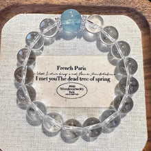 Charger l&#39;image dans la galerie, Buddha Padmasana Aquamarine and Clear Quartz Bracelet Buddha padmasana