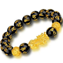 Load image into Gallery viewer, Buddha Padmasana Feng Shui Bracelet - Pixiu Black Obsidian Bracelet for Wealth Buddha padmasana
