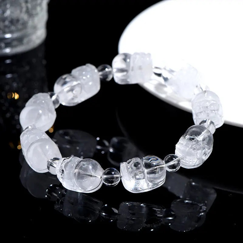Buddha Padmasana White Phantom Carved Pi Xiu handmade Bracelet Buddha padmasana