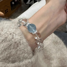 Charger l&#39;image dans la galerie, Buddha Padmasana Aquamarine and Clear Quartz Bracelet Buddha padmasana