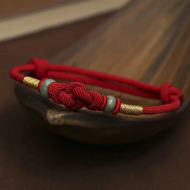 Buddha Padmasana Red String Jade Luck Fortune Knot Braided Couple Bracelet Buddha padmasana