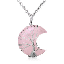 Load image into Gallery viewer, Buddha Padmasana Natural Quartz Crystal Moon Tree Of Life Healing Energy Necklace Pendant - Buddha padmasana
