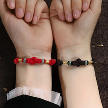 Charger l&#39;image dans la galerie, Buddha Padmasana Red String Jade Luck Fortune Knot Braided Couple Bracelet Buddha padmasana