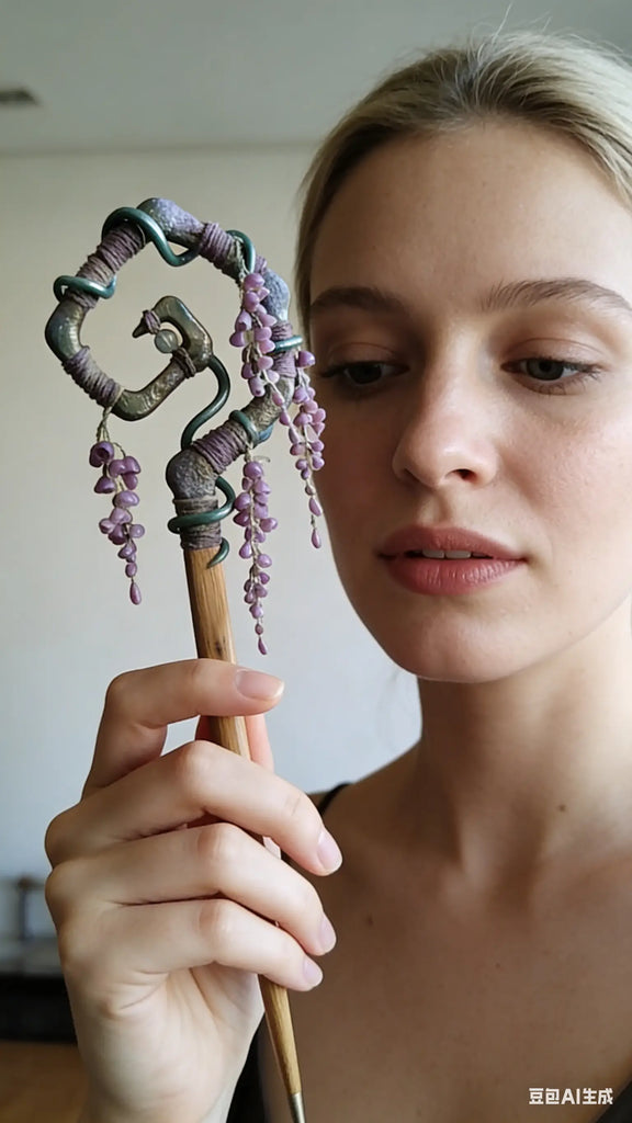 Wisteria Vine & Star Ring Handcrafted Wand (2-in-1 Hairpin)