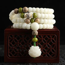 Load image into Gallery viewer, Buddha Padmasana White Jade Bodhi Lotus Mala Harmony Necklace Bracelet Buddha padmasana