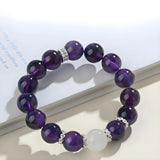 Buddha Padmasana Amethyst & White Phantom Quartz Buddha Bracelet