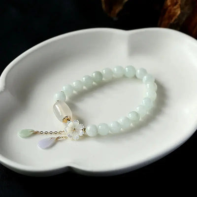 Buddha Padmasana Natural White Jade Luck Bracelet Buddha padmasana