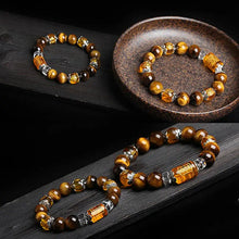 Cargar imagen en el visor de la galería, Buddha Padmasana Tiger Eye Bead Fortune Prosperity Bracelet - Buddha padmasana