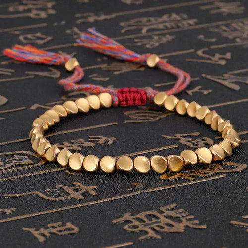 Buddha Padmasana Tibetan Copper Beads Healing Luck Bracelet - Buddha padmasana