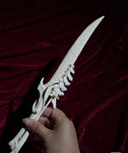 Cargar imagen en el visor de la galería, Handcrafted Bone Ritual Dagger, ethically sourced natural bone carving for witchcraft, Wicca, cosplay, gothic home decor, and occult collections. Custom orders available.