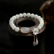 Load image into Gallery viewer, Buddha Padmasana Natural White Jade Luck Bracelet Buddha padmasana