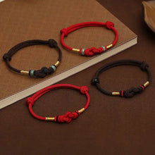 Charger l&#39;image dans la galerie, Buddha Padmasana Red String Jade Luck Fortune Knot Braided Couple Bracelet Buddha padmasana